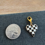 Checkered Point Heart Shoe Charm