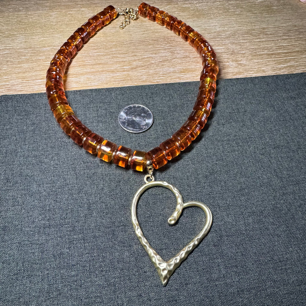 Harrison Heart Necklace brown