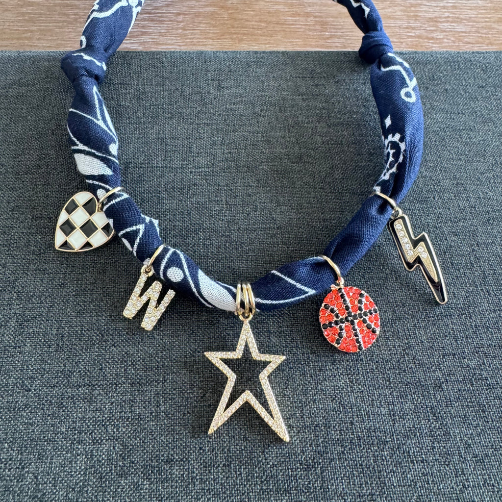 Basketball Star Bandana Necklace Navy Blue