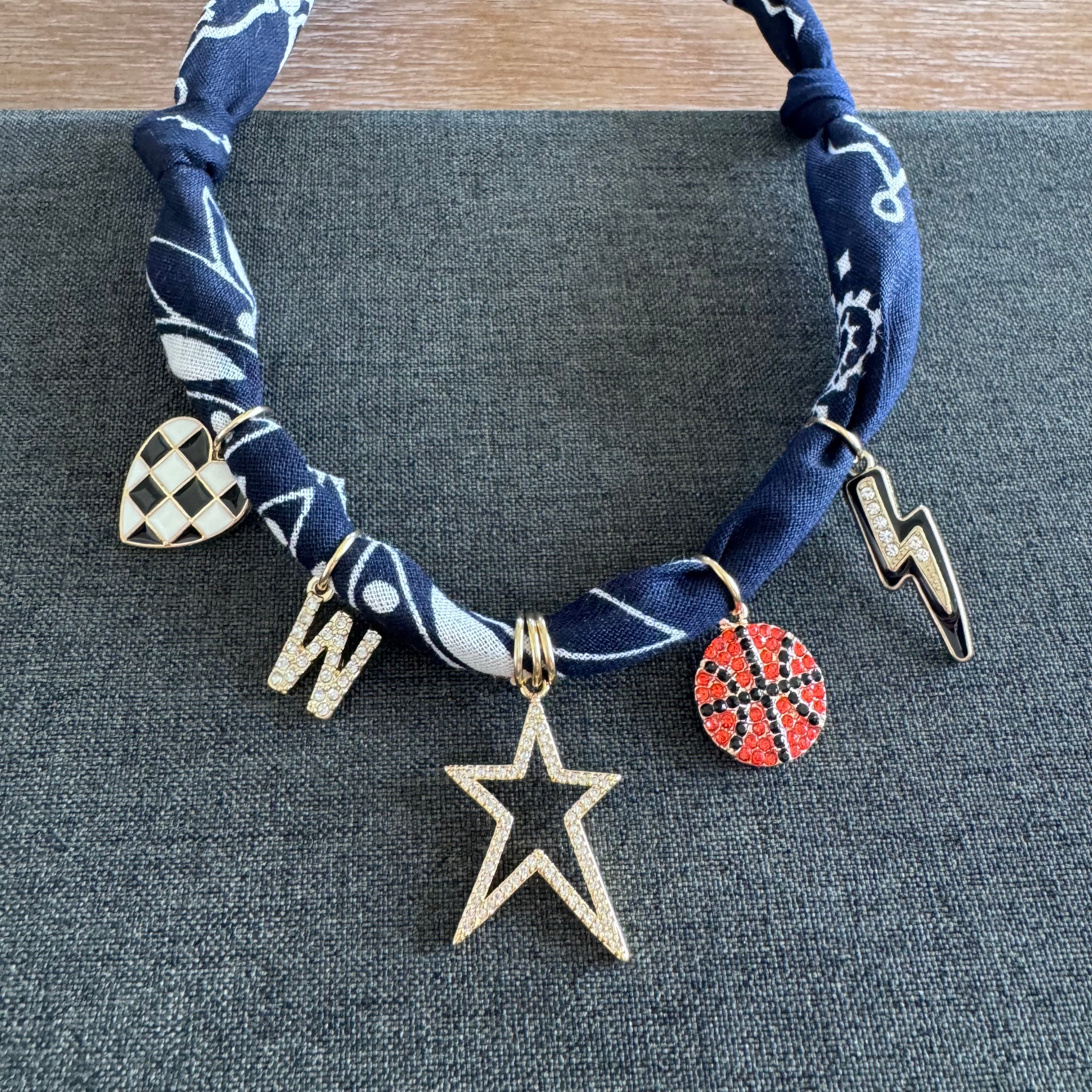Basketball Star Bandana Necklace Navy Blue