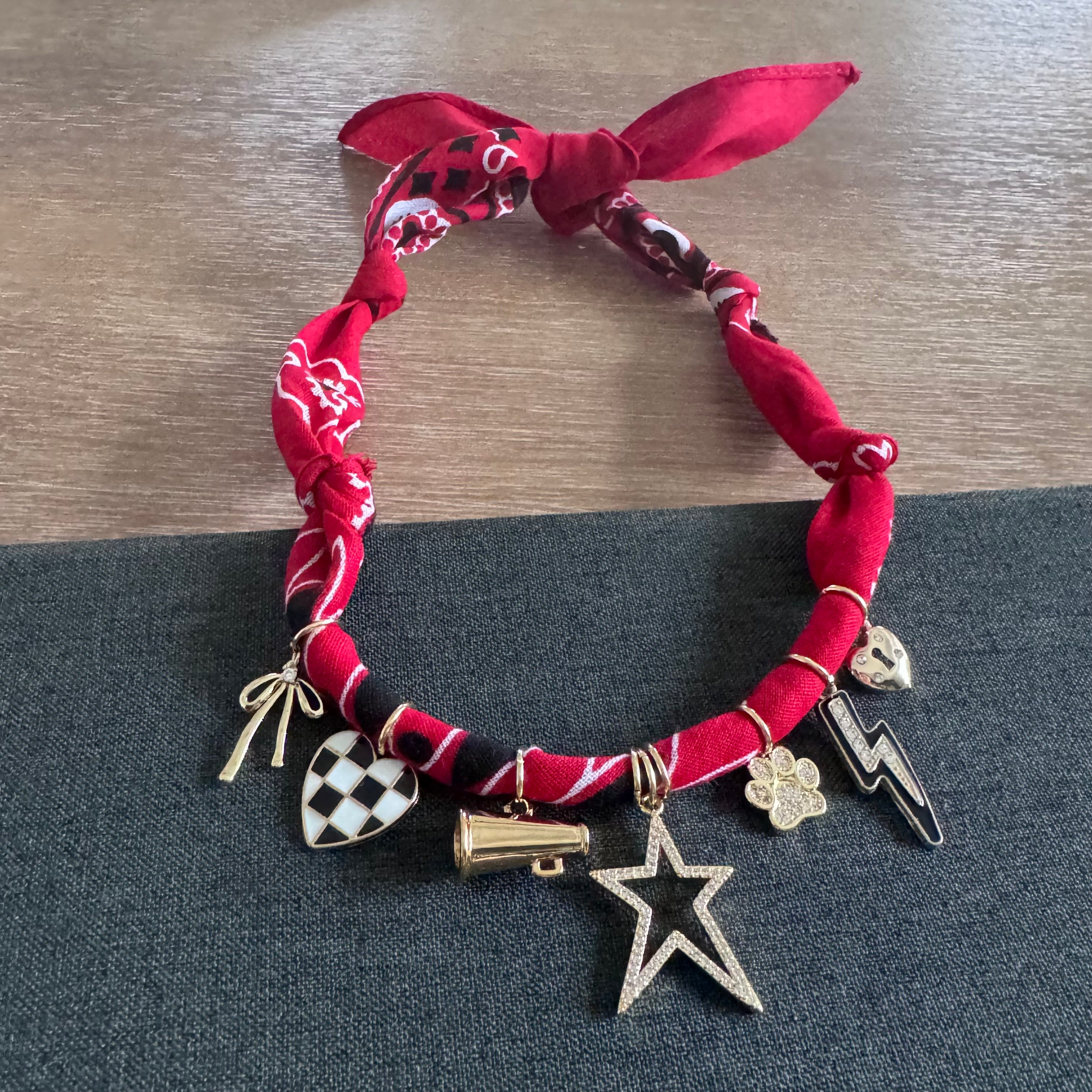 Panther Cheer Bandana Charm Necklace Red