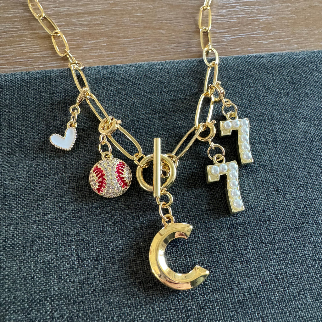 Baseball Bling Charm Necklace