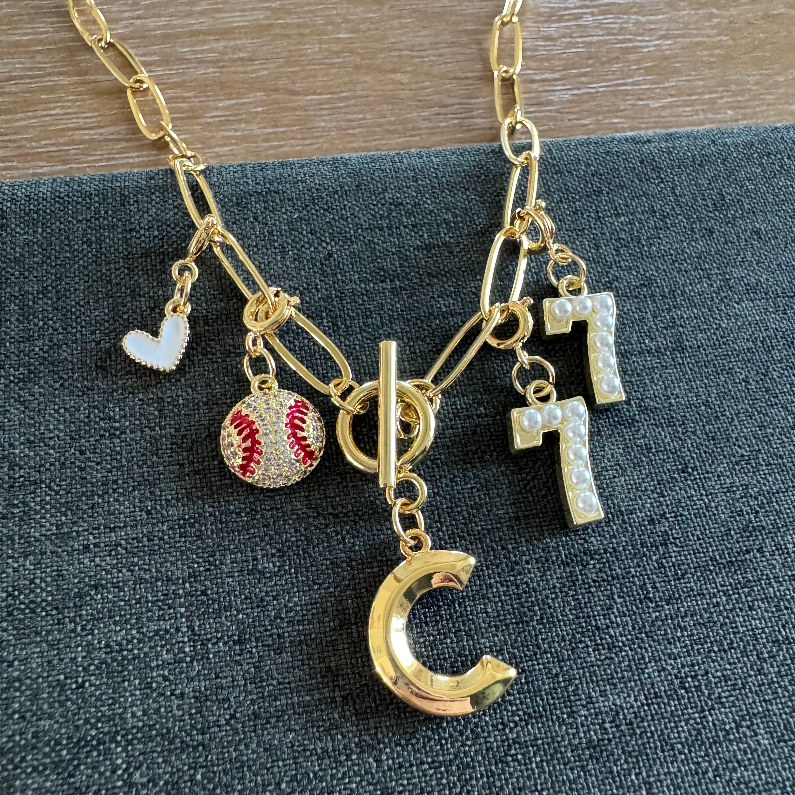 Baseball Bling Charm Necklace