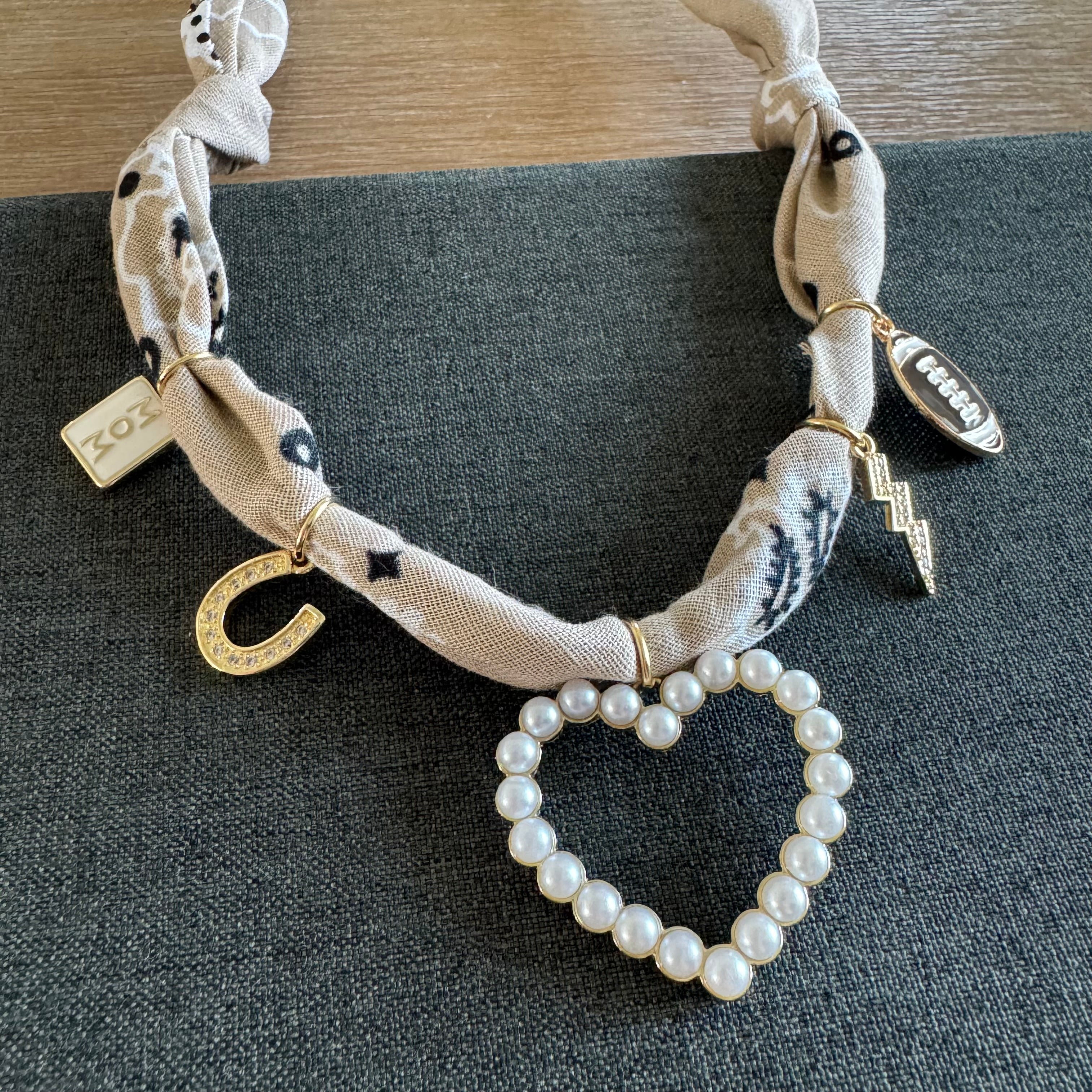 Football Mom Bandana Necklace Oat
