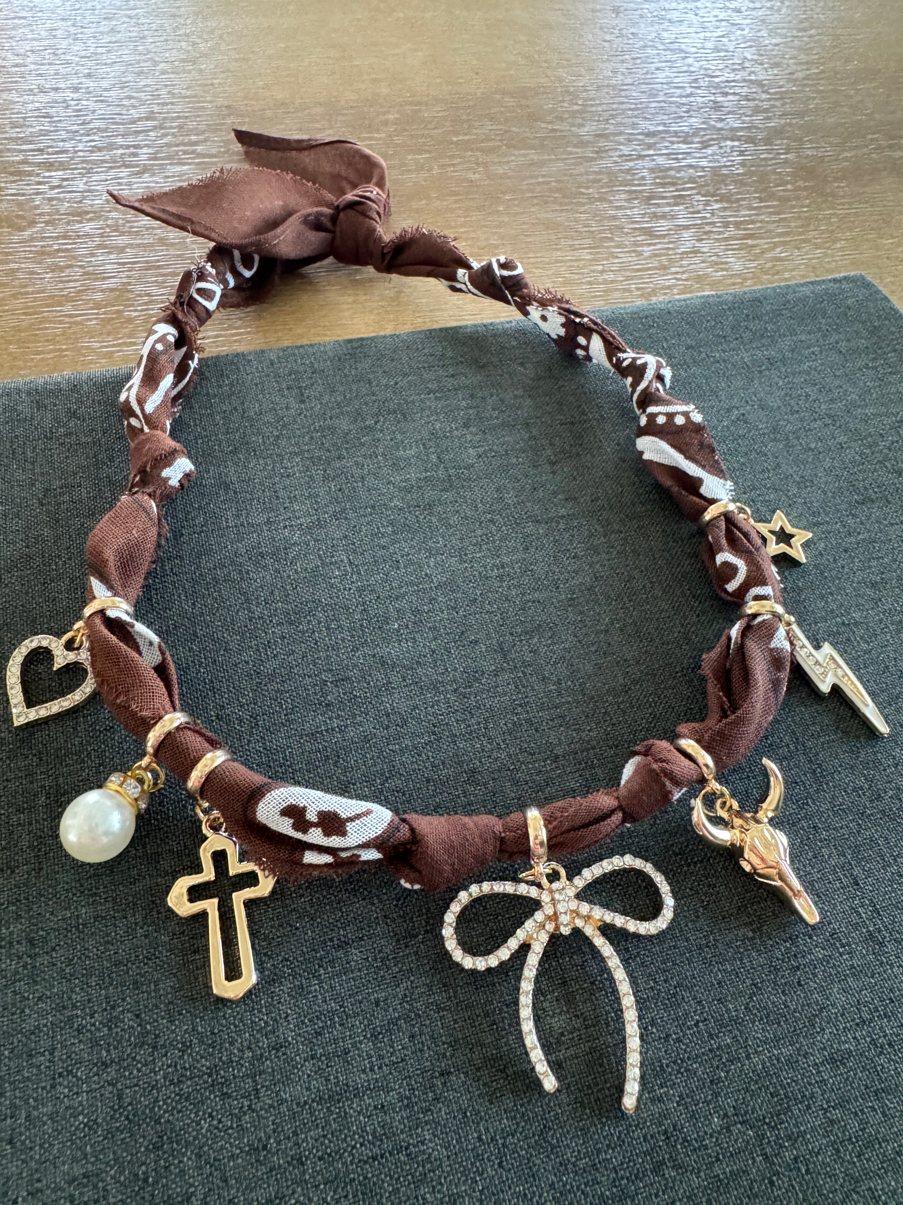 Western Bow Bandana Charm Necklaces