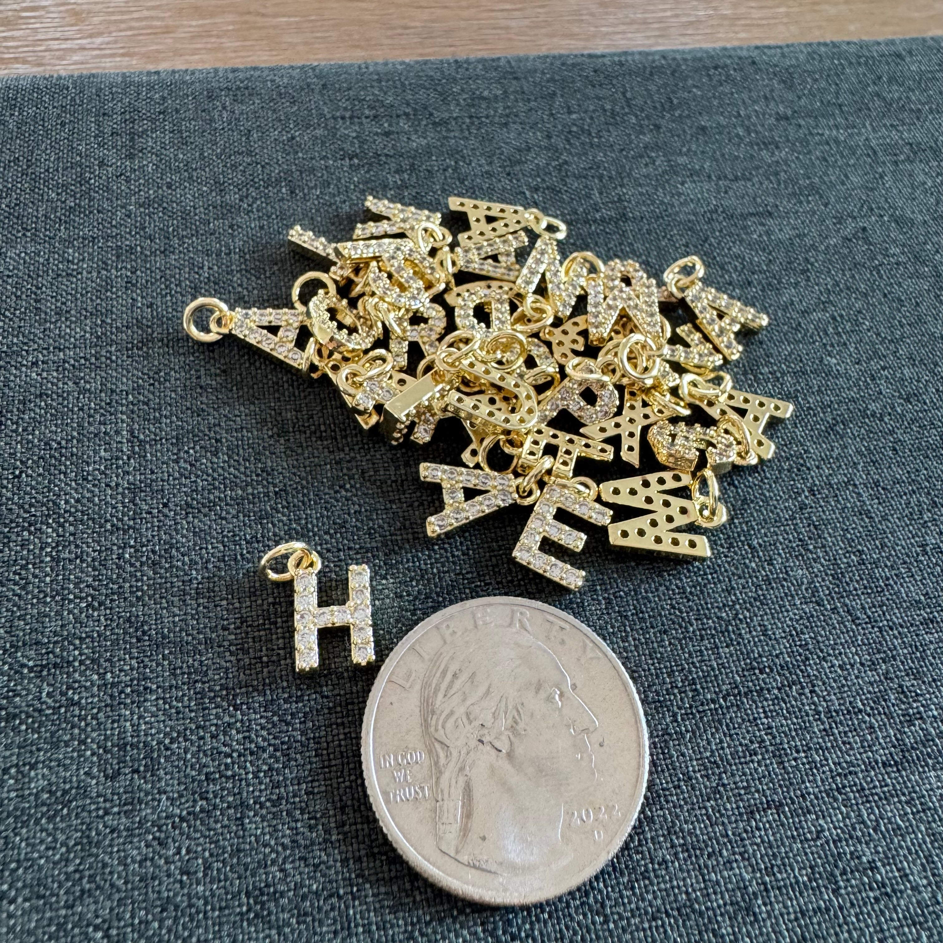 Rhinestone Letter Charm