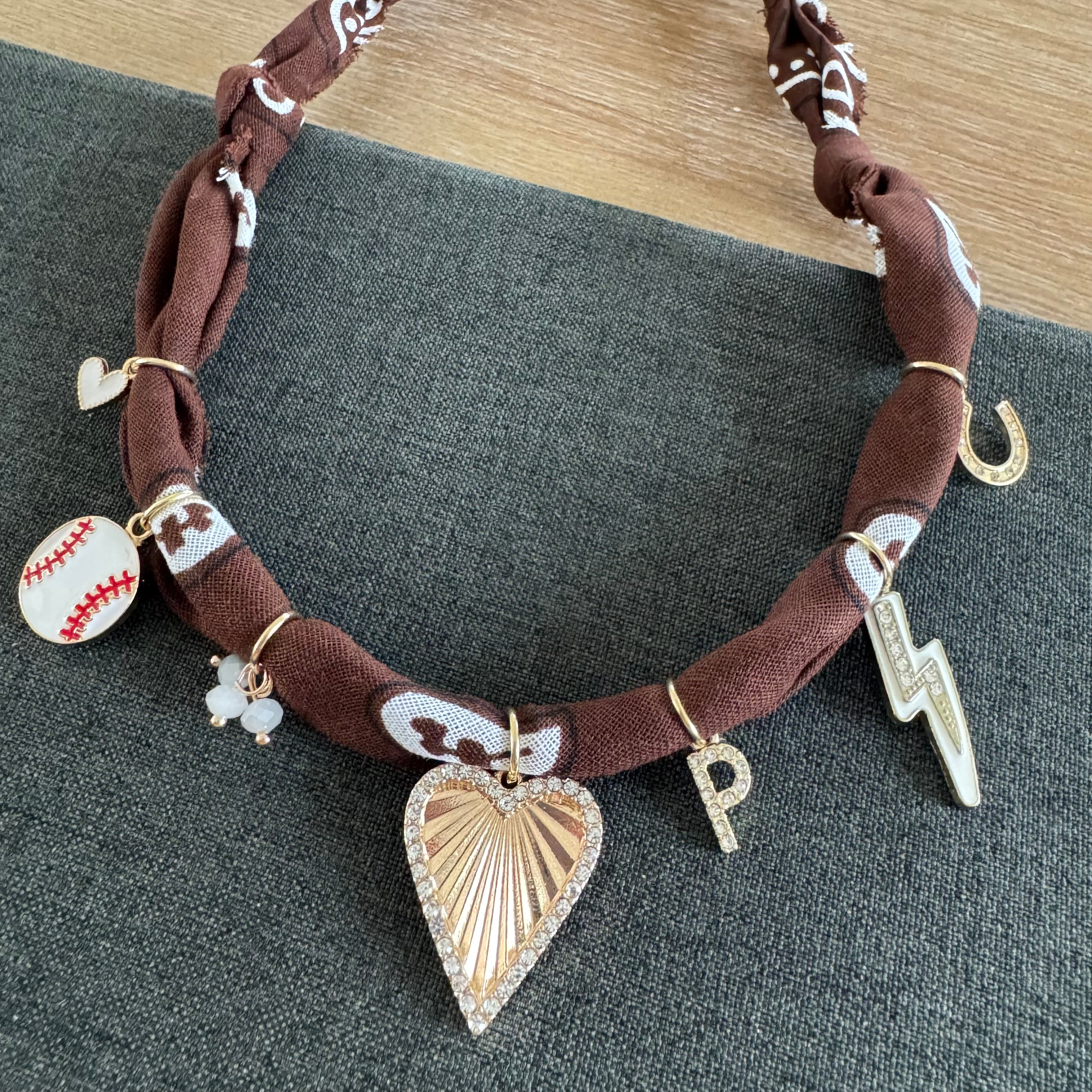 Baseball Bandana Necklace Brown