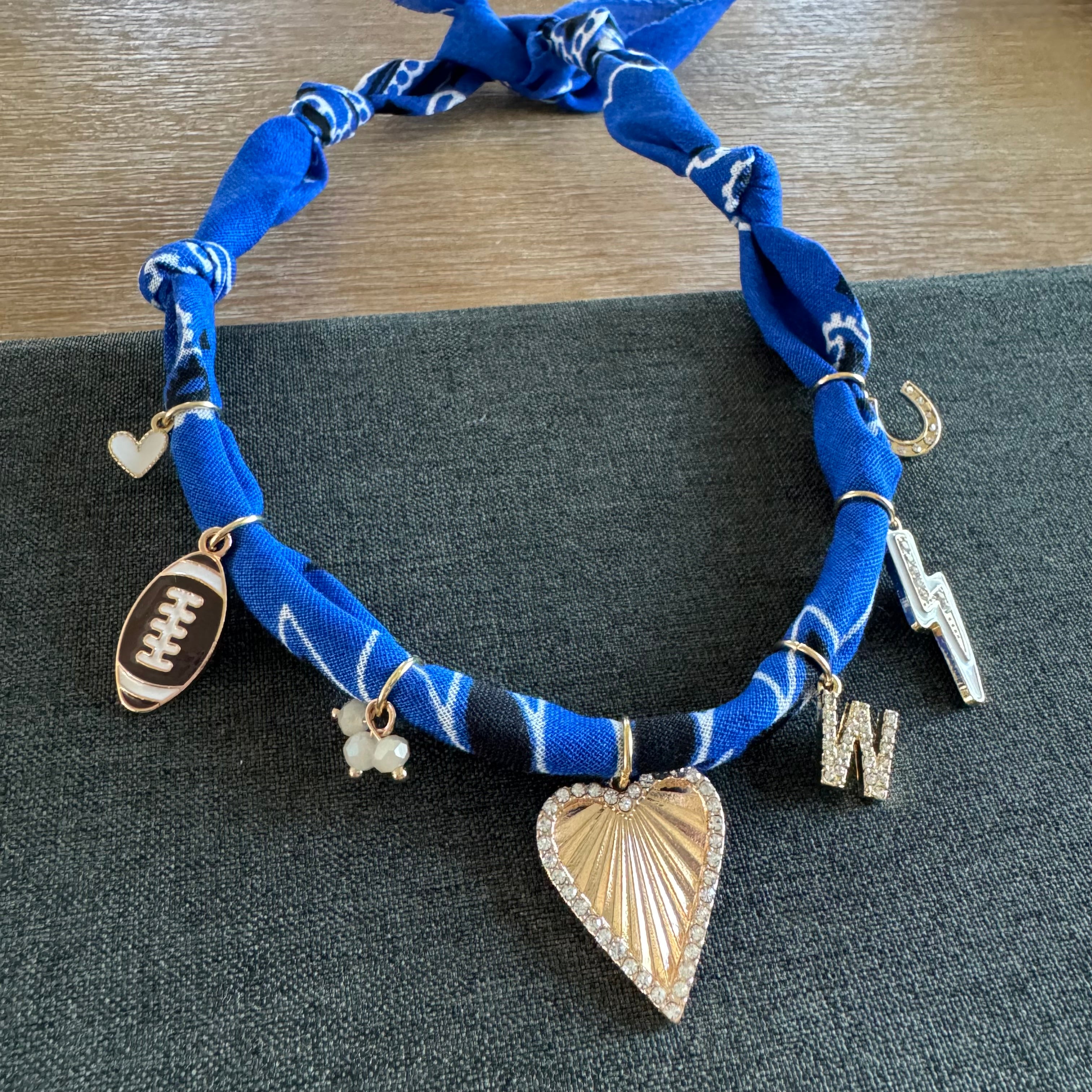 Football Bandana Necklace Blue