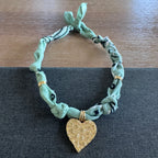 Lincoln Leopard Heart Charm Bandana Necklace Light Green