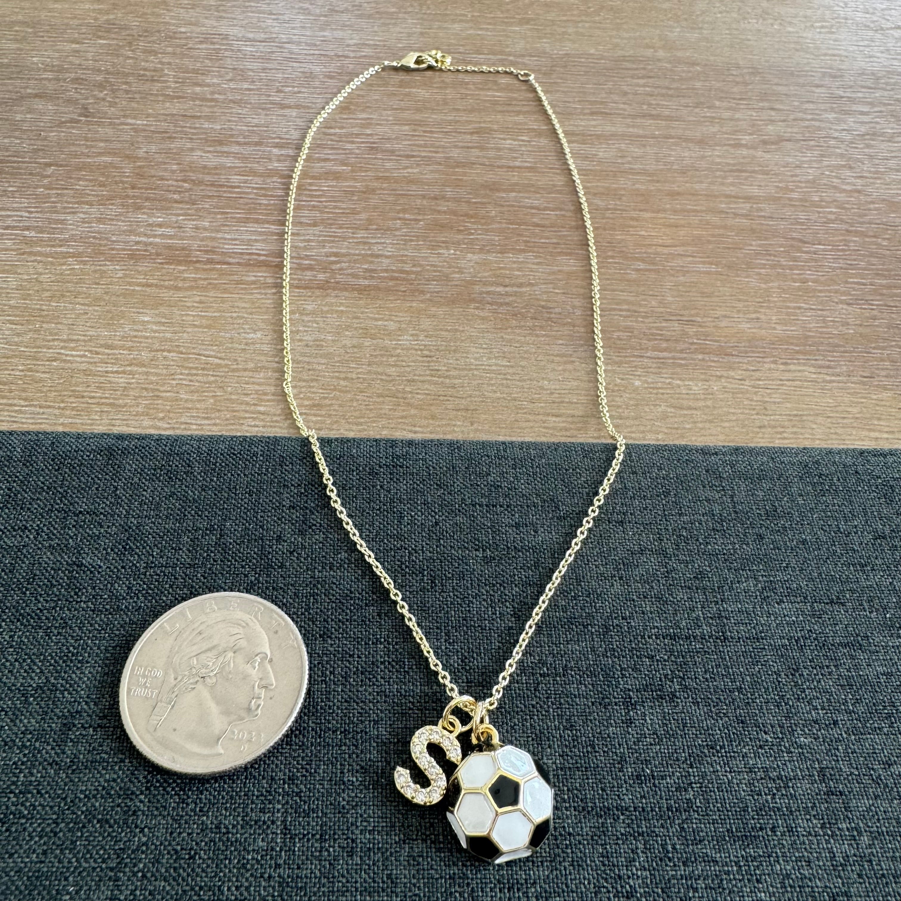 Soccer Pendant Initial Casen Necklace
