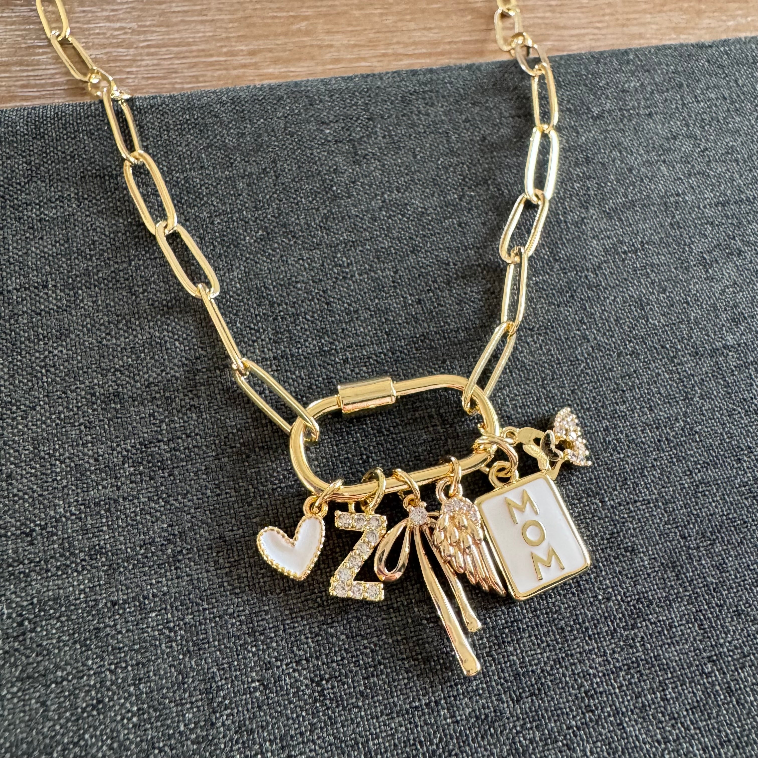 Zoe Carabiner Mom Charm Necklace