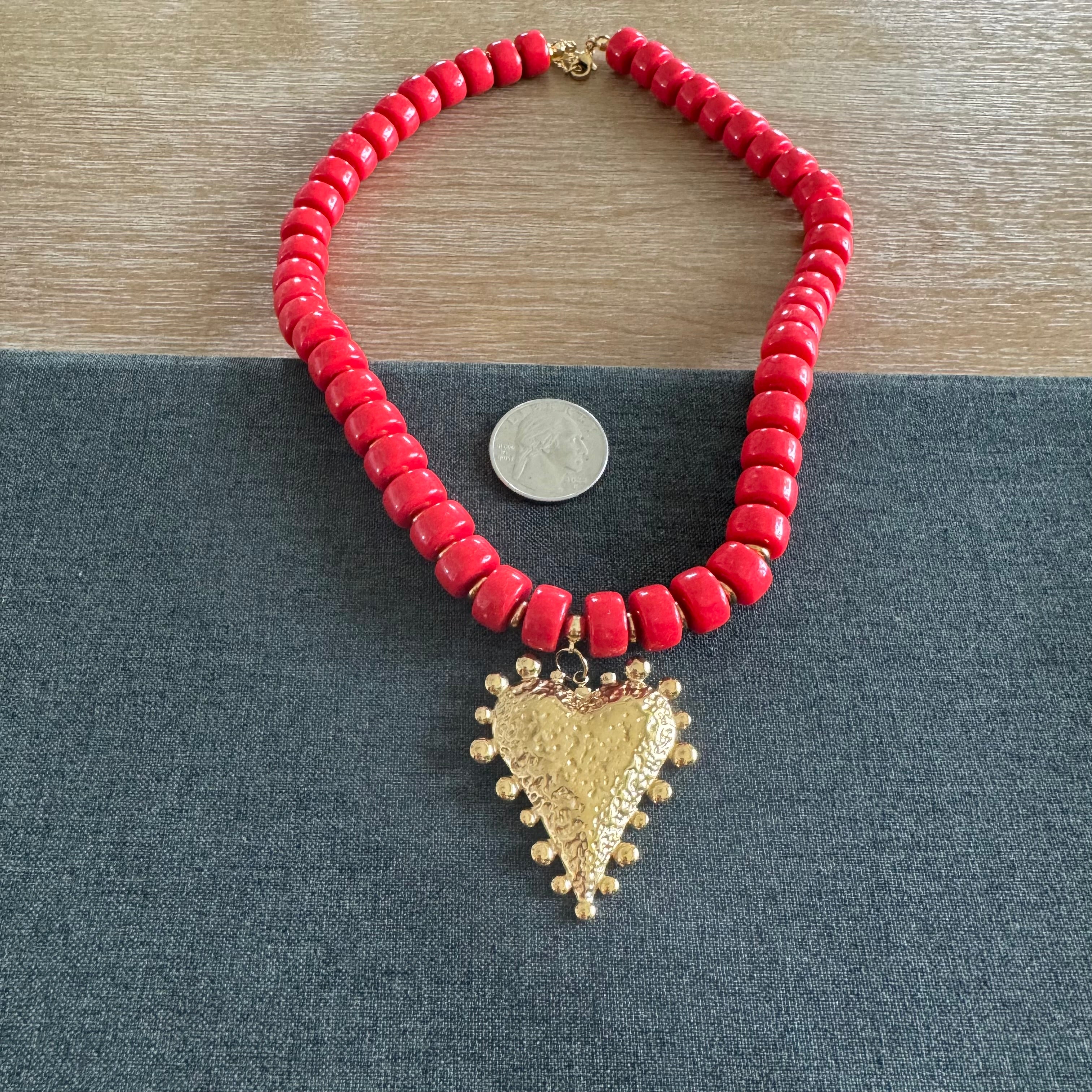Harlee Heart Necklace red