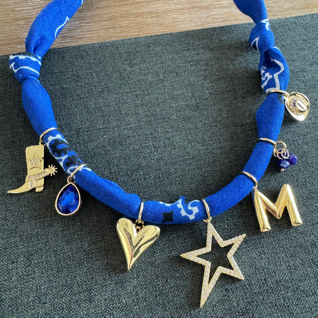 Runner Up Charm Bandana Necklace Blue