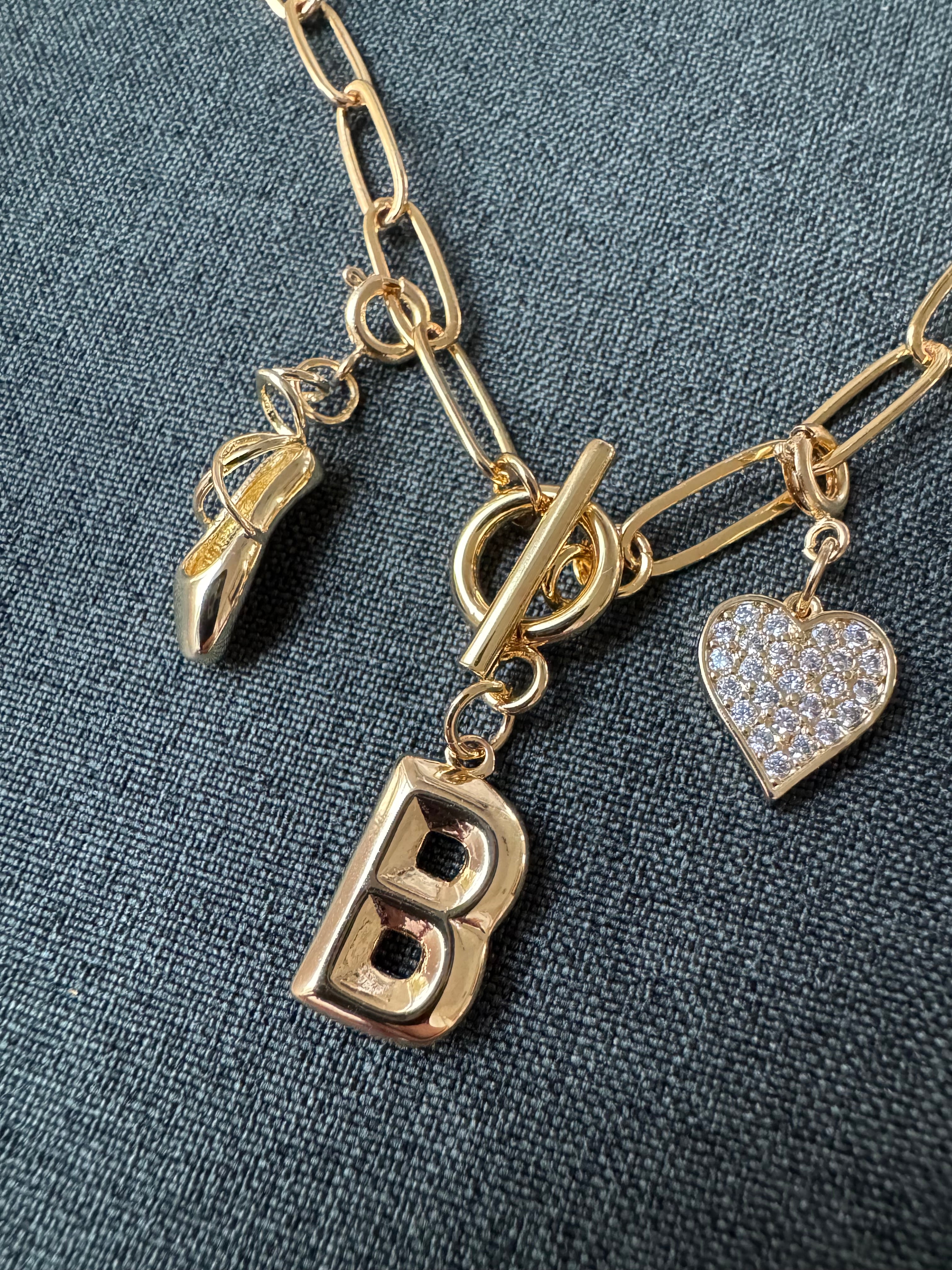 Dance Charm Necklace Bling Heart
