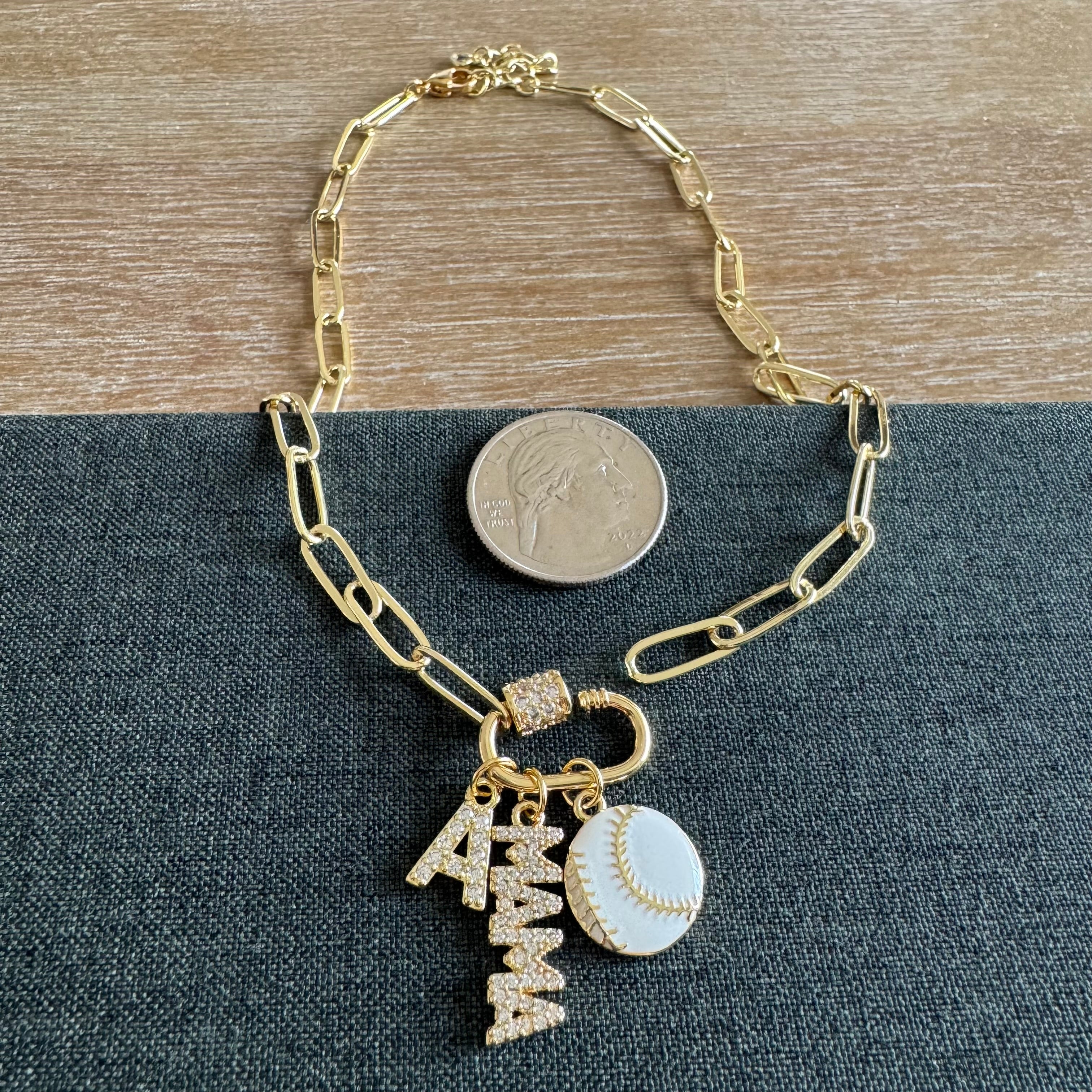 Baseball Mama Charm White Ball Necklace