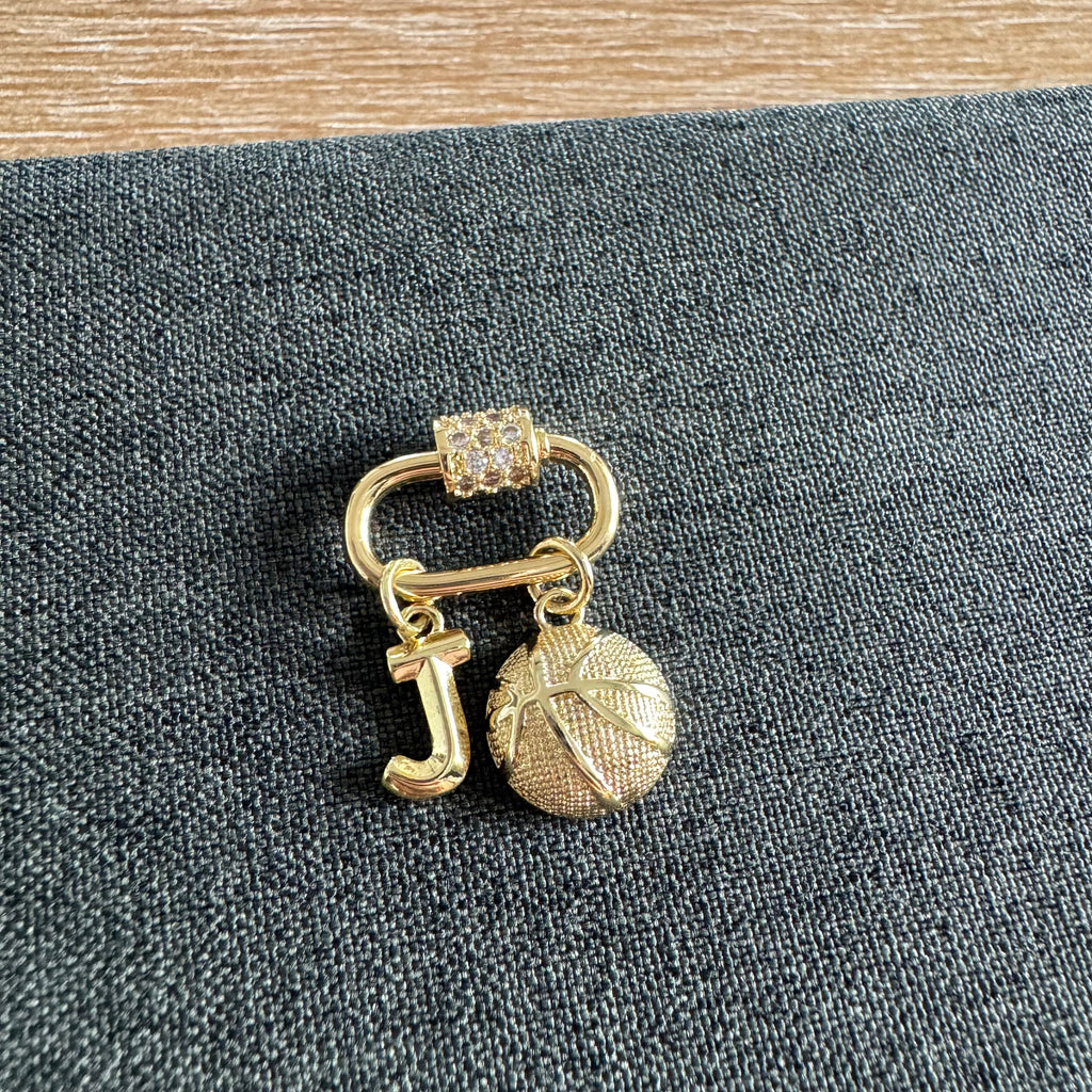 Custom Letter Basketball Golden Small Carabiner