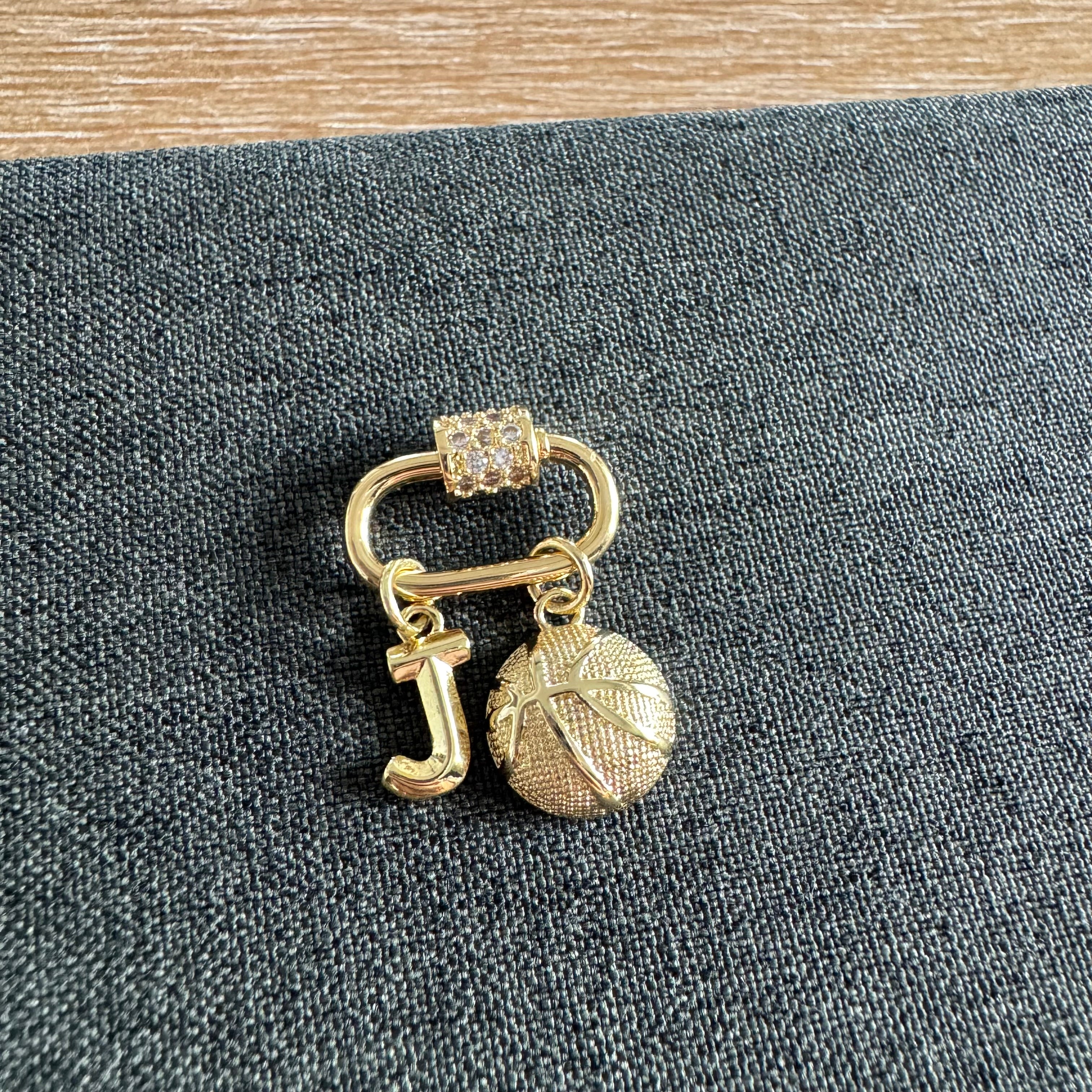 Custom Letter Basketball Golden Small Carabiner